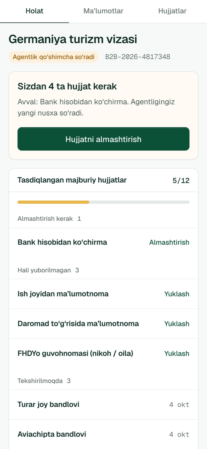 Telefondagi mijoz portali: hali kerak bo‘lgan hujjatlar